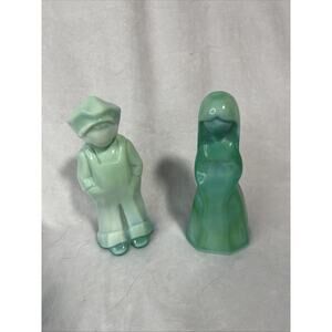 Mosser Glass Girl & Boy Milky Green/ Jade Color 4-1/2"